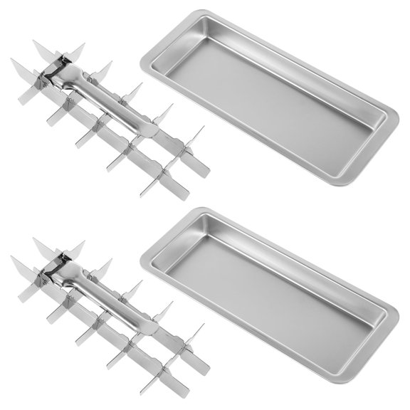 FKSZLL 2Pcs Stainless Steel Ice Cube Tray for Freezer 18 Slot Vintage Inspired Design Metal Ice Cube Mold with Removable Tray Easy Release Handle Dishwasher Safe for Bar Kitchen Frozen Food