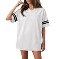 thumbnail image 3 of Football Jerseys for Men Unisex Plain Workout Fitness Shirts Sports Uniform, V Neck Short Sleeve Tops Summer Fashion Trendy Loose Fit Casual Outfits, Unisex Workout Sport Game Shirts White S, 3 of 8