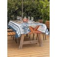 thumbnail image 3 of Outdoor Tablecloth with Umbrella Hole for Patio/Picnic/Party/Camping, Blue Coastal Waterproof Table Cloth Rectangle Table Cover Washable, Orange Starfish Coral Summer Beach Nautical (60"x 84"), 3 of 8
