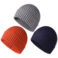 thumbnail image 1 of grey Gorro tejido para niño y niña, gorros tejidos de invierno, gorro cálido con calavera para nieve, negro + verde militar + rosa agua, 1 of 5