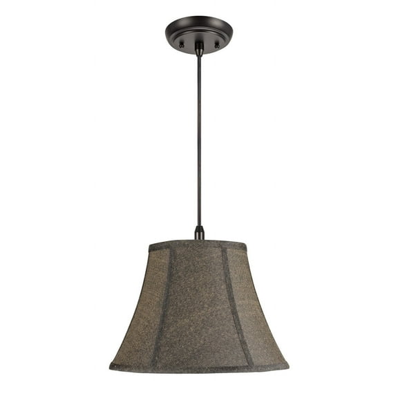 Aspen Creative 70093 One-Light Hanging Pendant Ceiling Light with Transitional Bell Fabric Lamp Shade, Black, 13" width