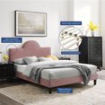 thumbnail image 2 of Platform Bed Frame, Twin Size, Pink, Velvet, Modern Contemporary, Bedroom Master Guest Suite Room, 2 of 10