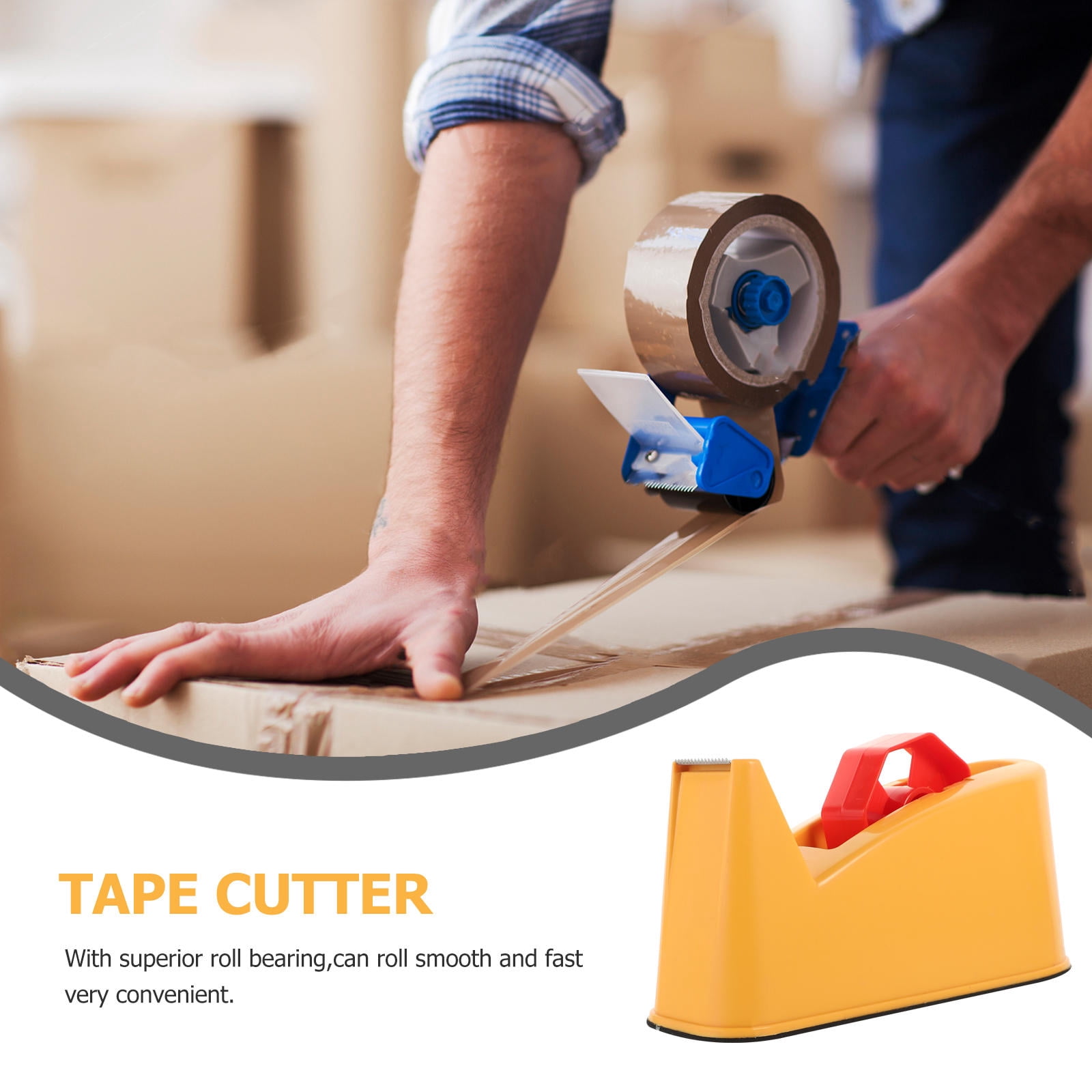 RENACLIPY Carton Tape Dispenser with Smooth Roll Bearing for Fast, Easy, and Efficient Packing and Sealing Tasks