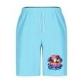 thumbnail image 4 of Mens Shorts Casual Hawaiian Print Elastic Waist Drawstring Beach Shorts Sky Blue XXXL, 4 of 5