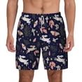 thumbnail image 3 of Uemuo Retro Rabbit Flower Pattern Mens Swim Trunks Quick Dry Board Shorts with Mesh Lining, Stretch Beach Shorts Quick Dry No-Chafing Board Shorts-3X-Large, 3 of 9