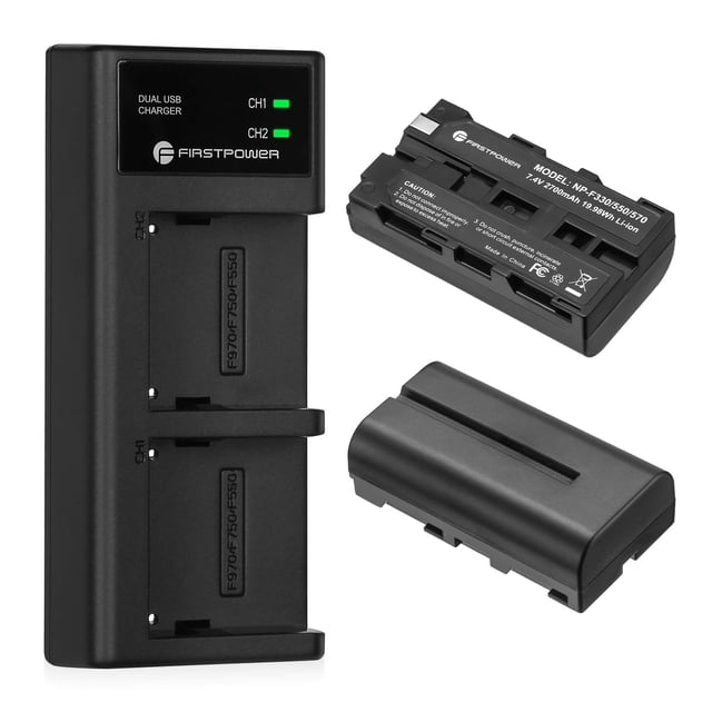 Batería FirstPower NP-F550, paquete de 2 con cargador USB para Sony