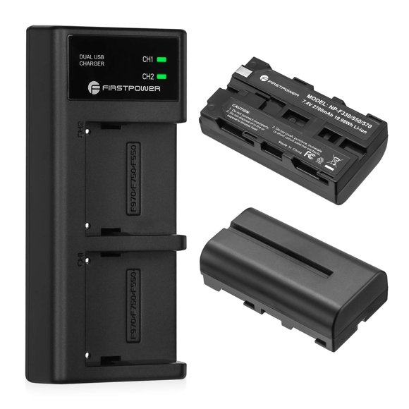 Batería FirstPower NP-F550, paquete de 2 con cargador USB para Sony
