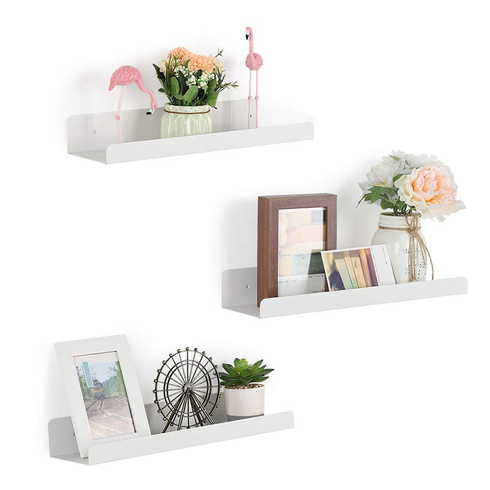 NEX Floating Shelves Wall Mounted Shelf Picture Ledges, Metal, Set of 3
