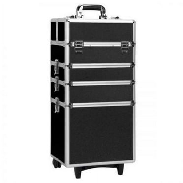 4-in-1 Rolling Makeup Case - Interchangeable Aluminum Design, Spacious Storage, Travel-Friendly & Perfect for Professional Makeup Artists