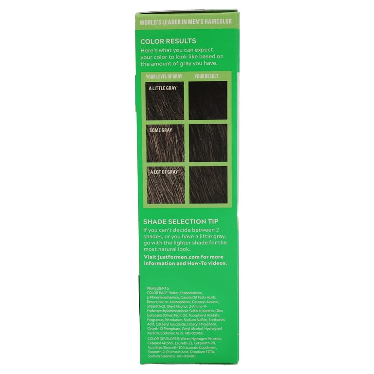 Just For Men Shampoo-In Permanent Hair Color, Real Black, Gray