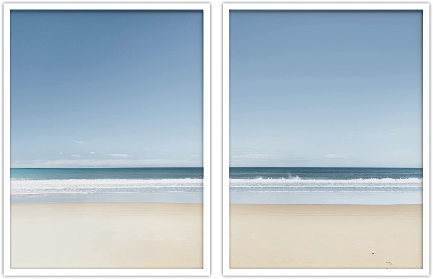 PixonSign Framed Wall Art Collage Print Gallery Set Beach & Sea Waves ...