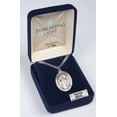 thumbnail image 5 of 1 x 3/4" Oval Pewter Saint Seraphina Medal Pendant on 24 inch Rhodium Plated Heavy Curb Brass Chain with Lobster Claw clasp, Catholic Religious Necklace -Made in USA- Deluxe Velvet Gift Box, 5 of 6
