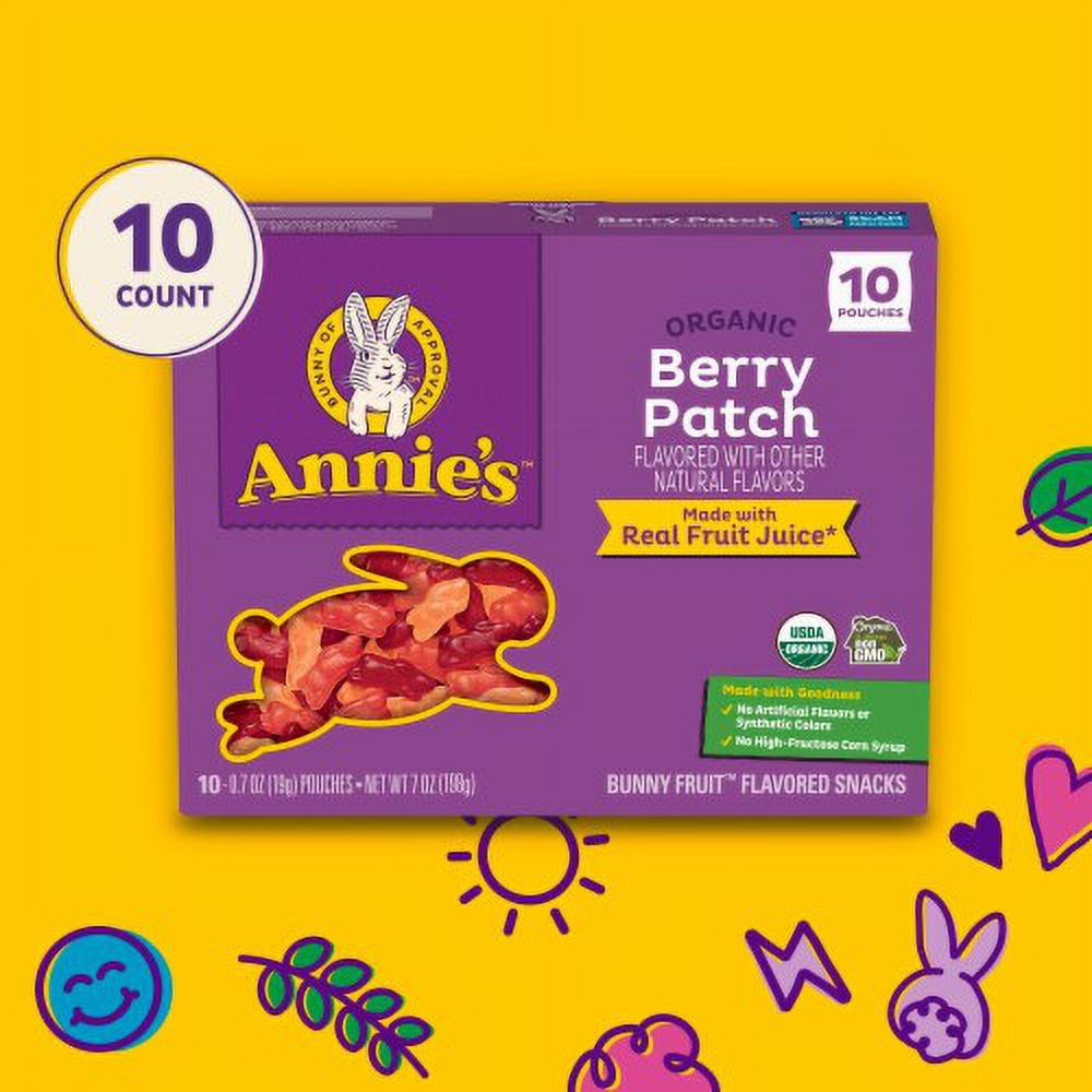 2X - Annie's Organic Berry Patch Bunny Fruit Flavored Kids School Lunch Snacks-10 ct / 0.7 oz