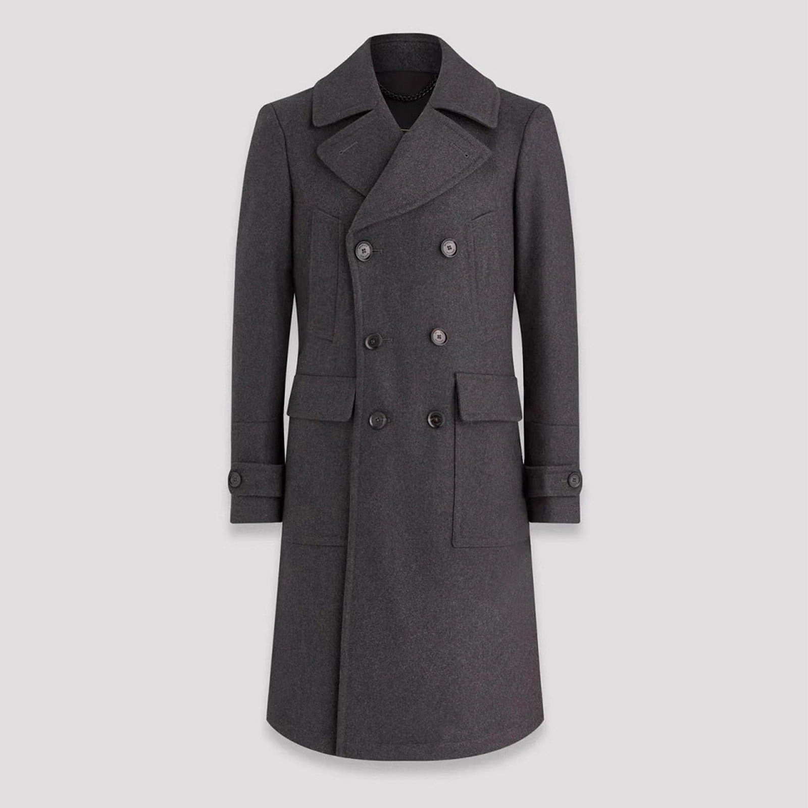 zfhfof Mens Trench Coat Winter Slim Fit Notch Lapel Double