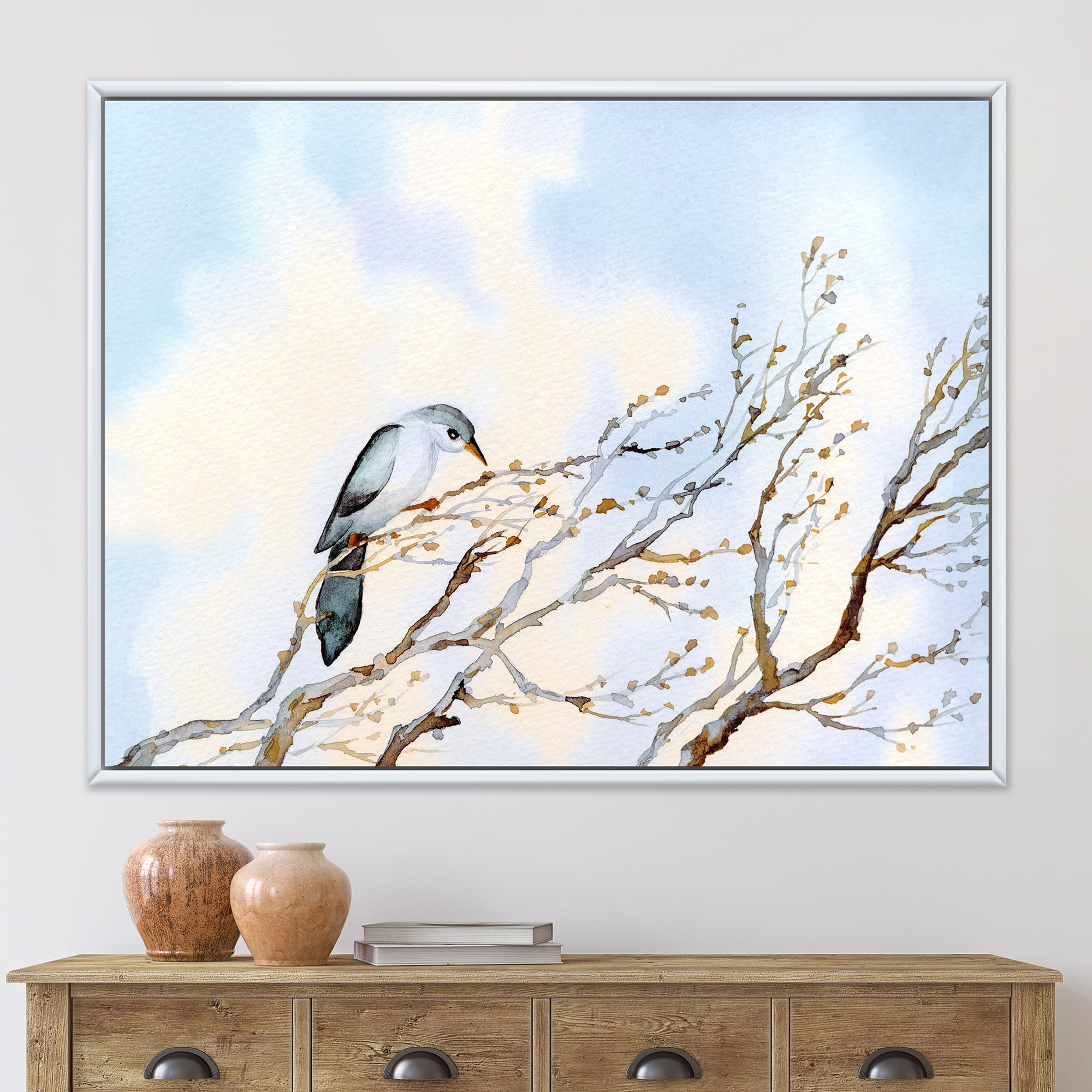 Designart 'Big Old Barren Twig Yard' Traditional Framed Canvas Wall Art Print