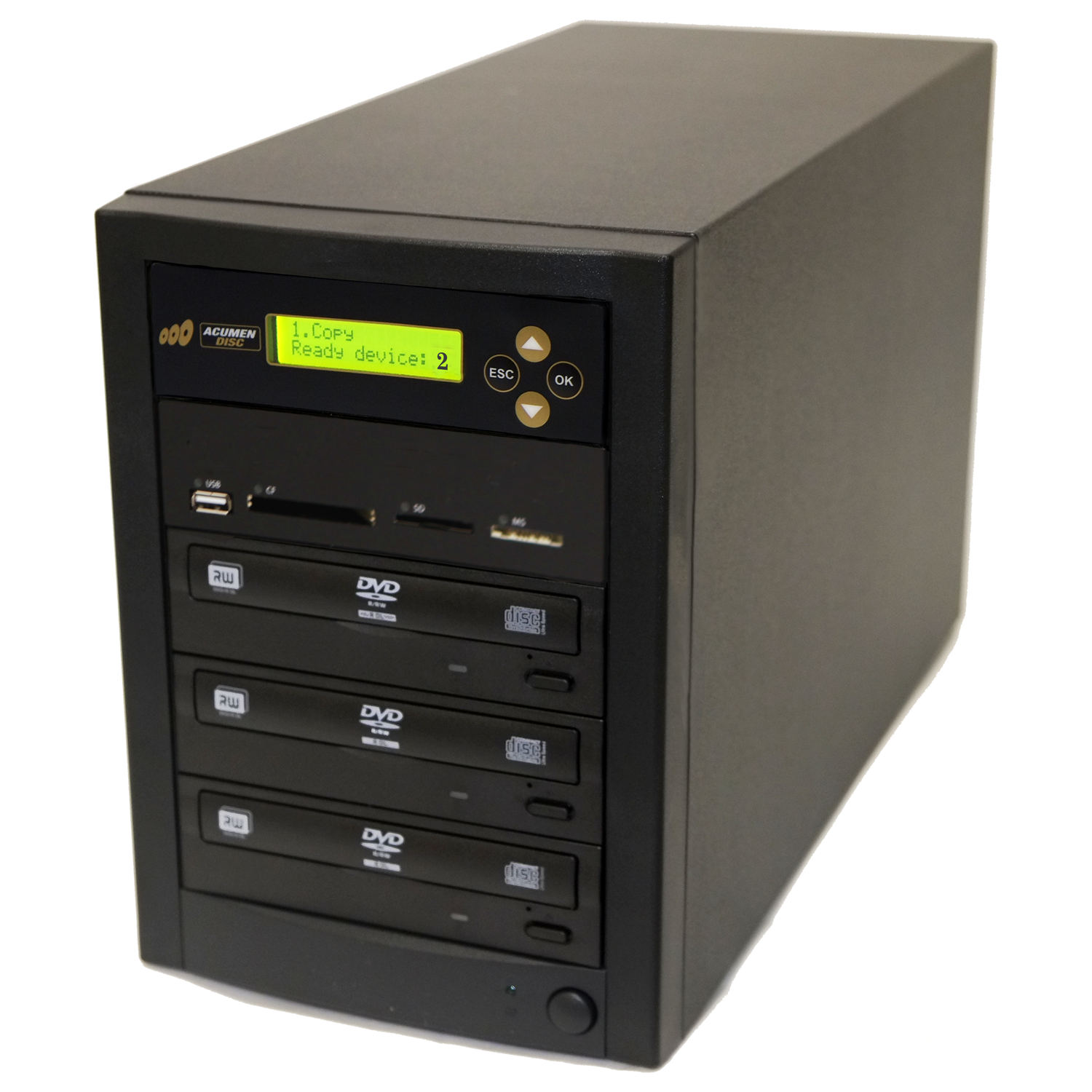 Acumen Disc 1 to 2 Flash Media (CF / SD / USB / MMS) to Multiple (DVD/CD) Discs Copier Duplicator Tower System - image 1 of 7
