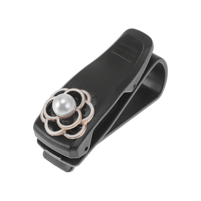 Clip para gafas de sol en el parasol del coche Unique Bargains, soporte universal de plástico negro 6.5x3cm 1 Pcs