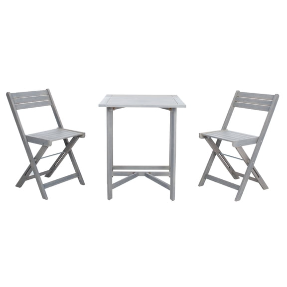 SAFAVIEH Gallo Balcony Outdoor Collapsible 3 Pc Bistro Set, Ash Grey