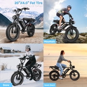 AOVOPRO AP20 Electric Bike for Adults 20 X 4.0 Fat Tire, 750W Off-Road E Bike, E-Mountain Bike 48V 18AH UL2849