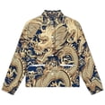 thumbnail image 4 of Jackets for Women Winter Coat Jackets Flannel Stand Collar Jacket(Golden Dragon on Blue Background,Size:S-4XL), 4 of 7