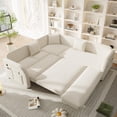 thumbnail image 3 of 85.1" L-Shaped Sofa Couch with Pull-Out Bed, Oversize Convertible Sleeper Sofa with Side Pocket & USB Port, Teddy Upholstered Sectional Couches, for Living Room, Apartment, Office, Beige, 3 of 9