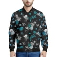 thumbnail image 4 of Chaqueta con cremallera y estampado de flores de rosas para hombre, con plantas 3D, mangas largas, para primavera y otoño, chaquetas de gran tamaño, abrigos, ropa de calle, 4 of 5