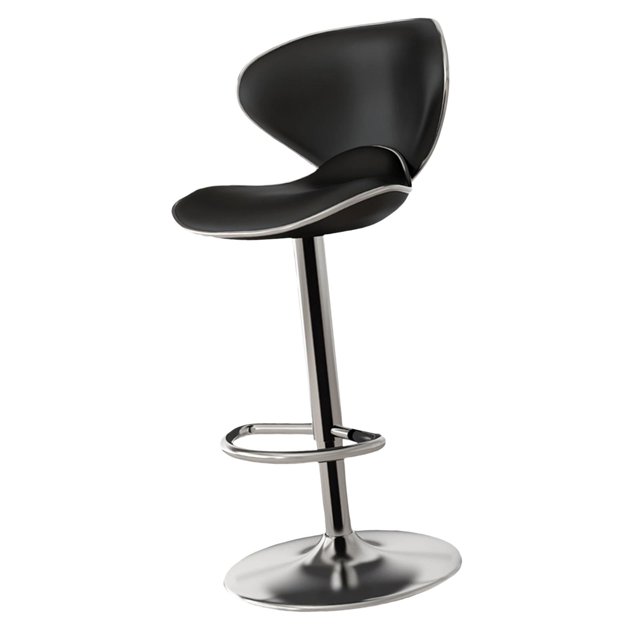 Taburete de bar de piel sintética con respaldo, resistente, ajustable, giratorio, altura del mostrador, taburete de bar para mostrador de cocina Negro
