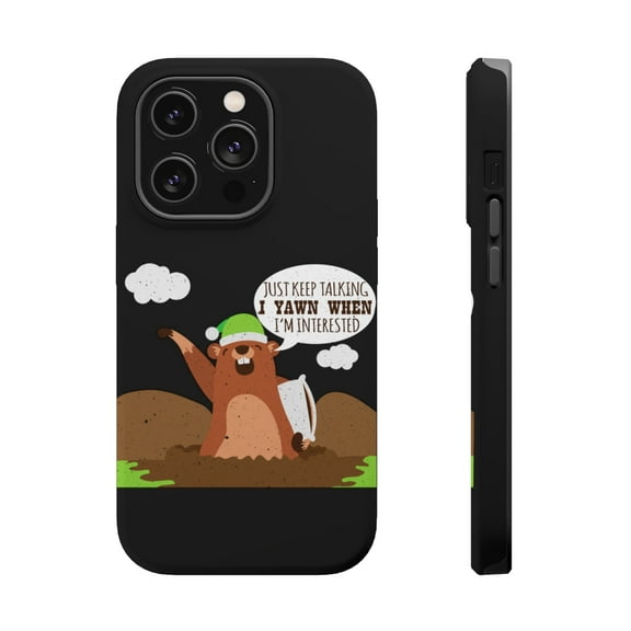 DistinctInk Tough Case for Apple iPhone 15 PRO (6.1" Screen), Compatible with MagSafe Charging - Yawn When Interested