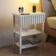 thumbnail image 6 of Fluted Nightstand with Charging Station,Night Stand with Drawer & 2 Open Storage Shelves, Side Table for Bedroom Small Space Living Room Entryway, 6 of 11