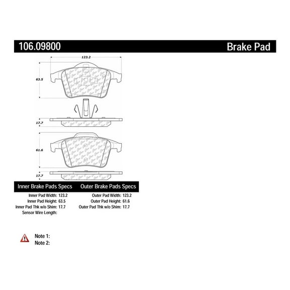 Centric 106.09800 Centric Posi-Quiet Extended Wear Semi-Metallic Disc Brake Pad Sets