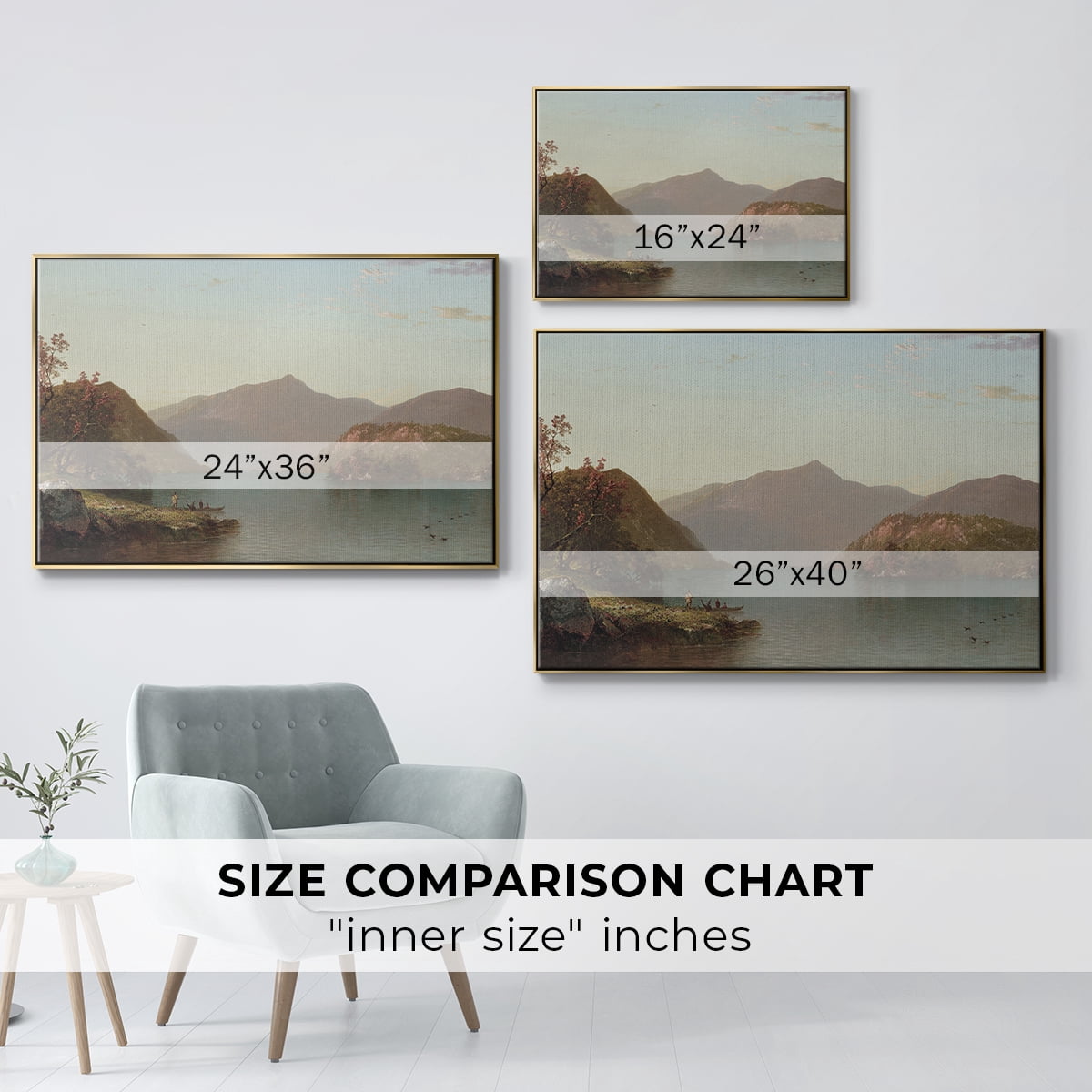 Vintage Landscape-MIX By Wexford Home Framed in Gold Wood Gallery Wrapped Canvas 25 in. x 37 in.