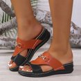 thumbnail image 2 of Wedge Heel Slippers for Women, Metal Buckle Round Toe Open Toe Thick Bottom Comfortable Slip-On Sandals for Casual Spring Summer Wear, 2 of 7