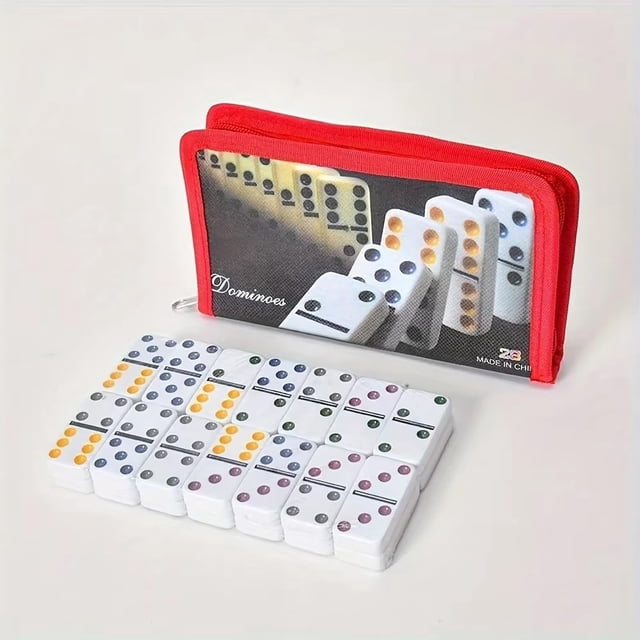 Juego de Dominó LuckyWish Doble 6, 28 Piezas, Estuche Rojo