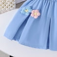 thumbnail image 4 of Placlothes Girls Blue Floral Short Sleeve Shirt Tops and Skirt Outfits Two Piece Sets for Little Kids Size 2-3T Summer Fall Birthday Cotton, 4 of 9
