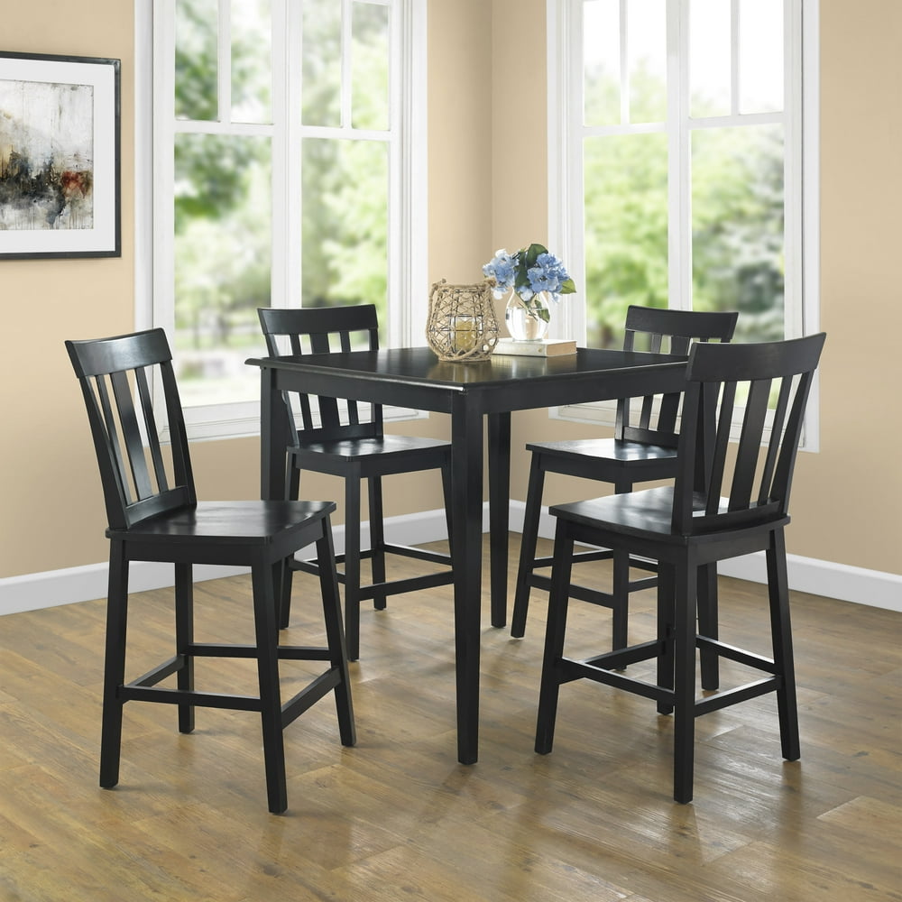 Mainstays 5 Piece Mission Counter Height Dining Set, Black Color, Set