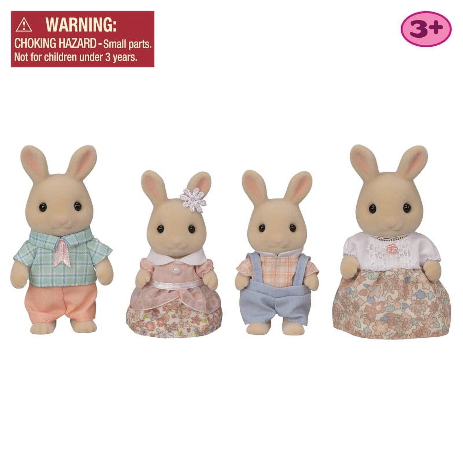Calico Critters Milk Rabbit Family, Set of 4 Collectible Doll Figures