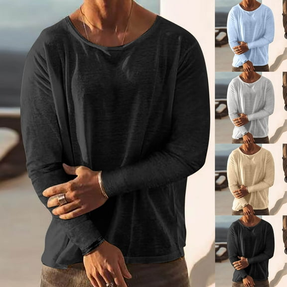 BXINGOHAI Men's Long Sleeve T-Shirts Lightweight Super Soft Athletic Crew Neck Tees for Running Lounging Casual Workout Black XL