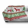 thumbnail image 3 of Christmas Soft Flannel Fleece Throw Blanket, Knit Style Graphic Reindeer Star and Snowflake Holiday Family Theme, Cozy Plush for Indoor and Outdoor Use, 70" x 90", Red Green White, by Ambesonne, 3 of 6