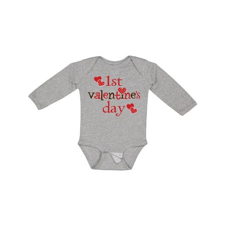 

Inktastic 1st Valentine Day Cute Gift Baby Boy or Baby Girl Long Sleeve Bodysuit