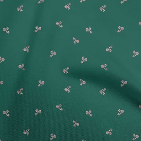 oneOone Georgette Viscose Dark Teal Green Fabric Floral Ditsy Sewing Fabric By The Yard Printed Diy Clothing Sewing Supplies 42 Inch Wide