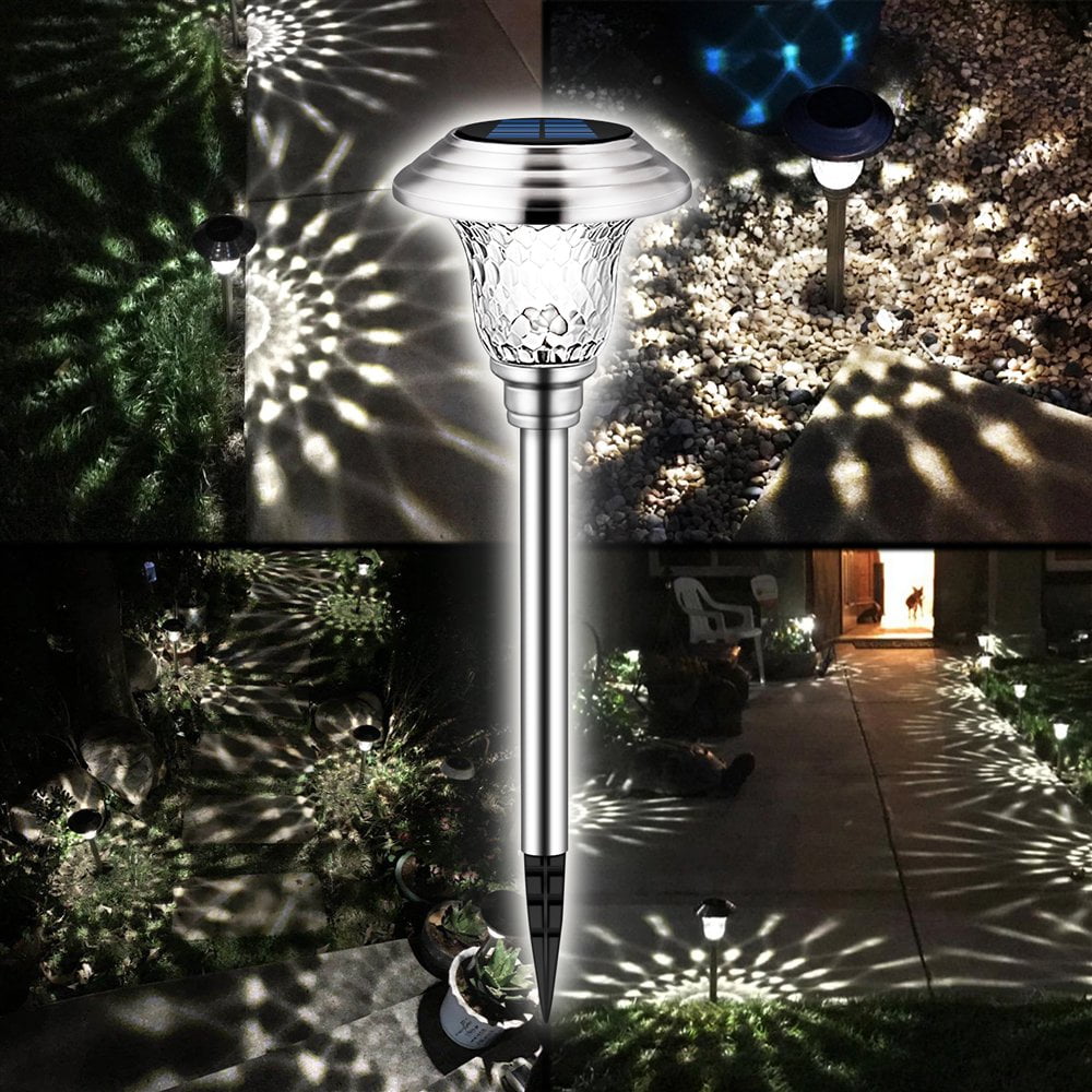 Pack Solar Pathway Lights, Decorative Solar Garden Lights Waterproof  Glass Stainless Steel Auto-on/off Solar Landscape Lights for Lawn, Patio,  Yard, Garden, Pathway, Driveway