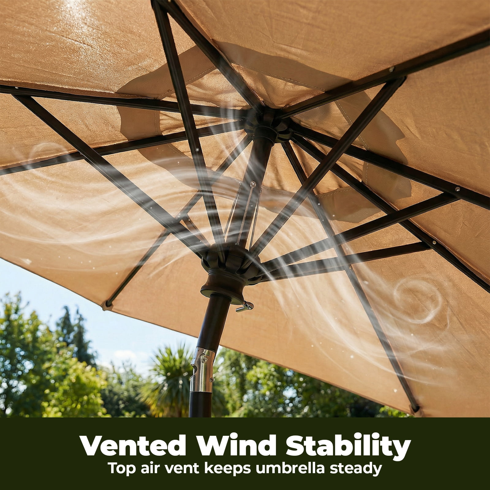 Alvantor 9FT Outdoor Patio Umbrella with Push Button Tilt & Crank, 8 Sturdy Ribs UV Protection Waterproof for Garden, Backyard