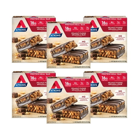Atkins Protein Meal Bars, Keto Friendly, Peanut Fudge Granola, 6/5ct Boxes