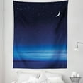 thumbnail image 1 of Night Tapestry, Moon and Stars over Santa Barbara Channel Infinity Foggy Pacific Ocean, Fabric Wall Hanging Decor for Bedroom Living Room Dorm, 5 Sizes, Dark Blue Sky Blue White, by Ambesonne, 1 of 1