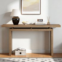 GZXS Minimalist Entryway Console Table with Suspended Top, 59" Modern Sofa Table for Living Room, Easy to Assemble (Natural)