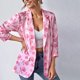 thumbnail image 5 of Puntoco Chaqueta de punto pequeña con un solo botón y estampado de flores informal para mujer sin abrigo de bolsillo Puntoco Puntoco-982, 5 of 9