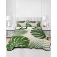 thumbnail image 2 of Quilt King Size Bedding Set, Tropical Plants Reversible Summer Quilt 3 Pieces, Summer Botanical Green Monstera Leaves Lightweight Bedspreads Coverlets with 2 Pillow Shams for All Seasons, 2 of 5