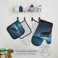 thumbnail image 5 of Boat in Night 5 Pcs Kitchen Set Heat Resistant Oven Mitts and Non-Slip Pot Holders with Adjustable Cooking Apron, 5 of 6