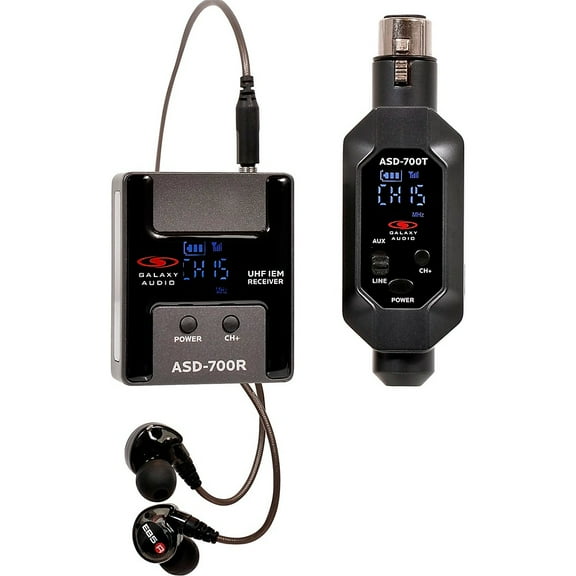 Galaxy Audio ASD-700 Digital 15 Channel UHF Plug & Play Wireless In-Ear Monitor System with EB5 Earbuds Frequency CODE B5 550-569 MHz Frequency CODE B5 550-569 MHz