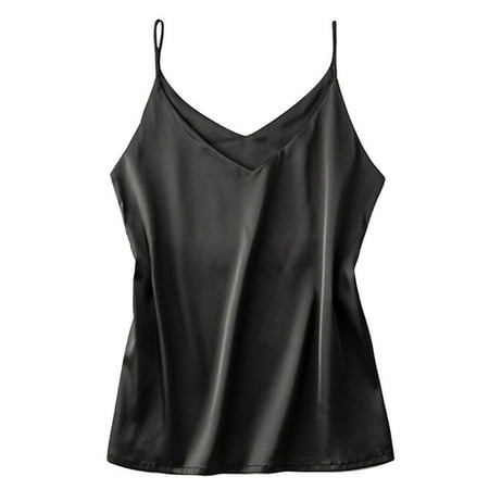 

QENGING Lingerie for Women Solid Color Erotic Sexy Deep V Satin Sexy Camisole Vest Top Pajama Deals of The Day